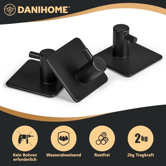 DANIHOME Handtuchhalter Schwarz ohne Bohren