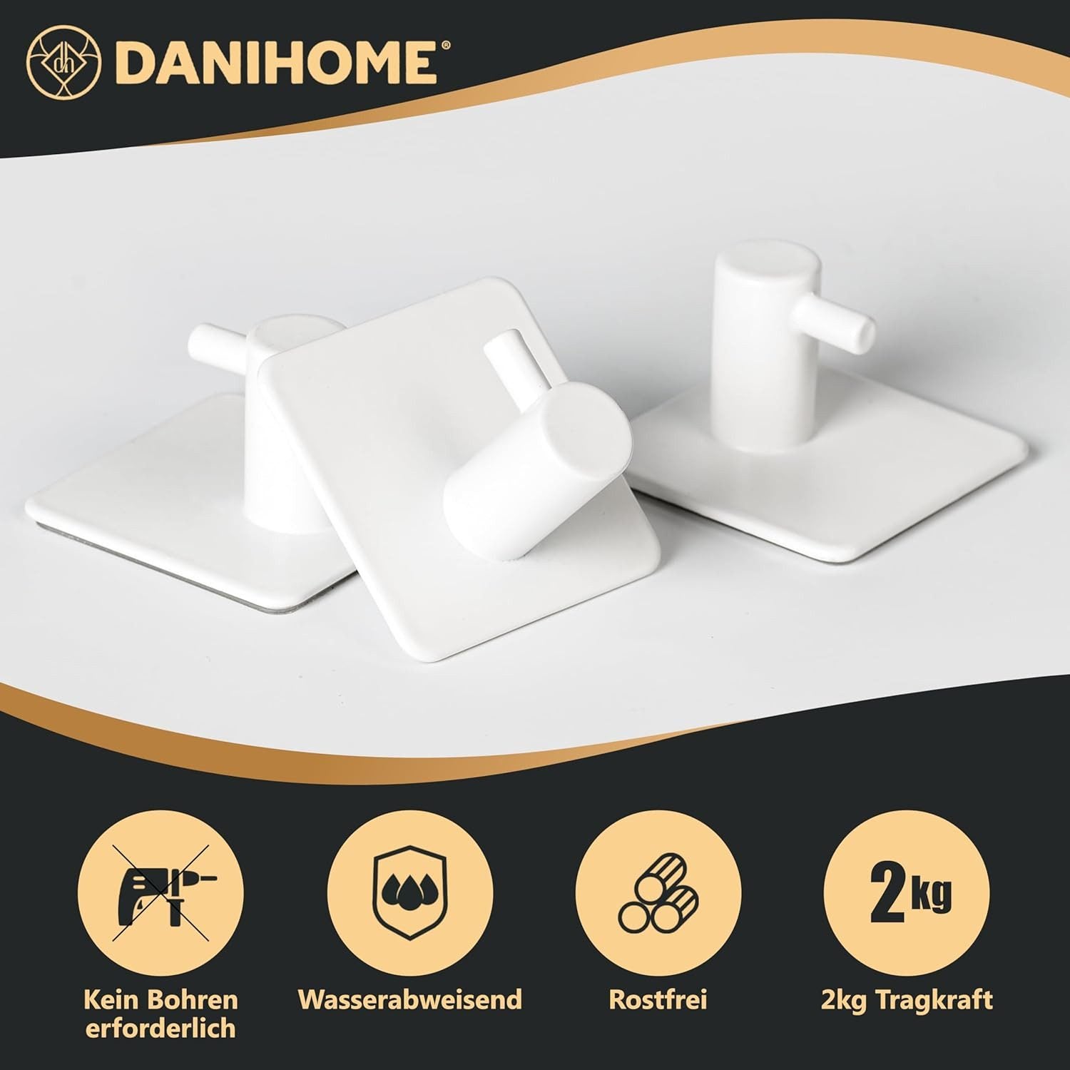 DANIHOME Handtuchhalter Weiß ohne Bohren