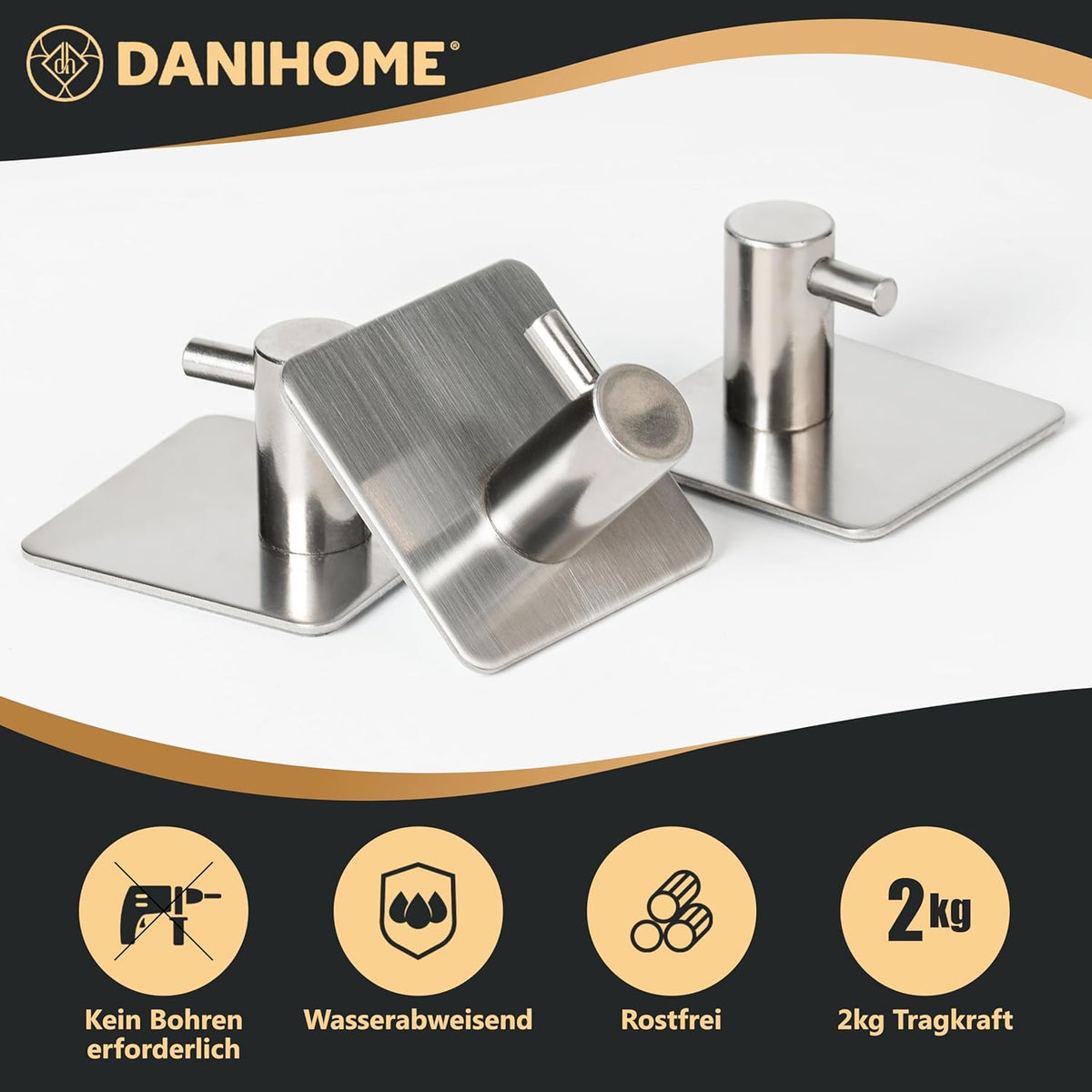 DANIHOME Handtuchhalter Chrome ohne Bohren