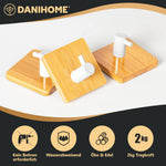 DANIHOME Handtuchhalter Bambus - Weiß ohne Bohren