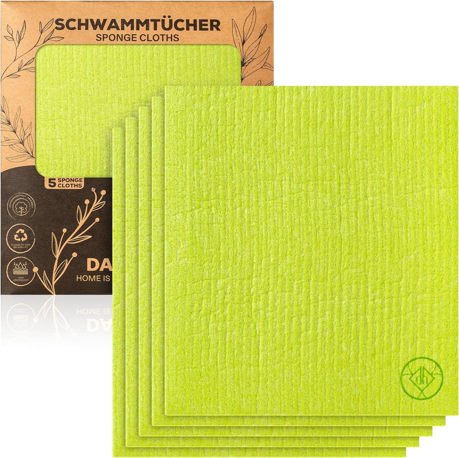 DANIHOME Schwammtücher Green 5er-Set