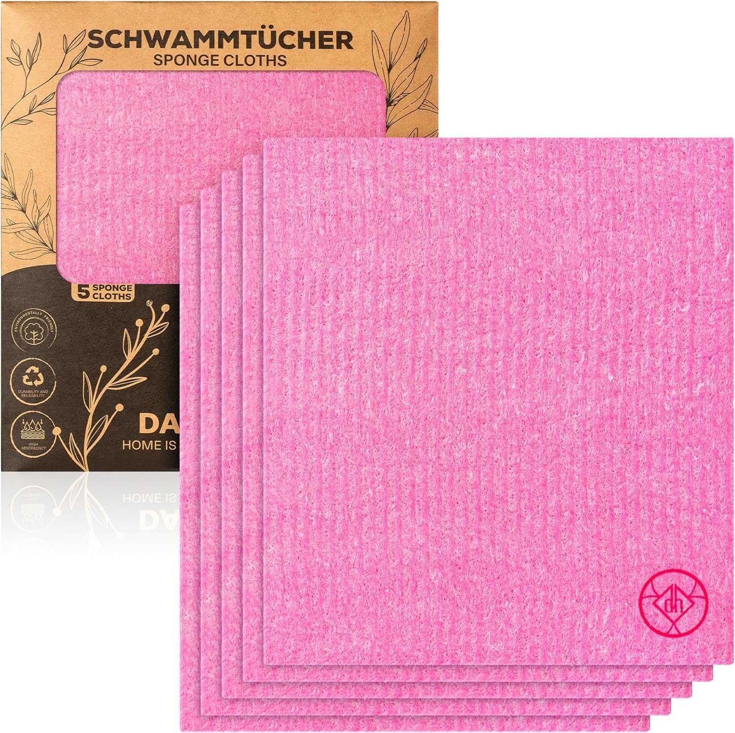 DANIHOME Schwammtücher Pink 5er-Set