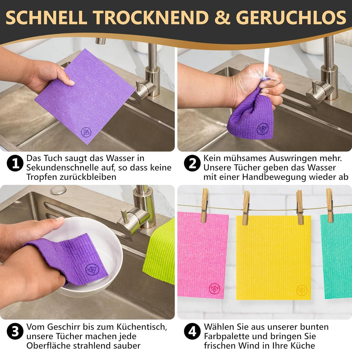 DANIHOME Schwammtücher Gelb 5er-Set