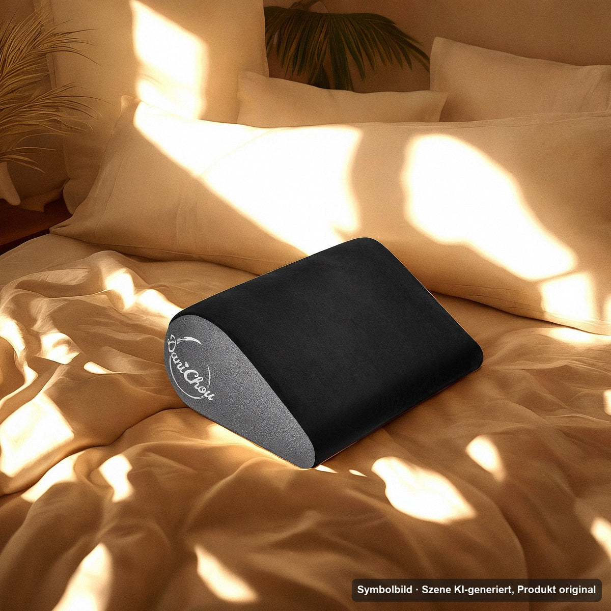 DaniChou LoveLift Keilkissen im Schlafzimmer – Symbolbild, Szene KI-generiert, Produkt original